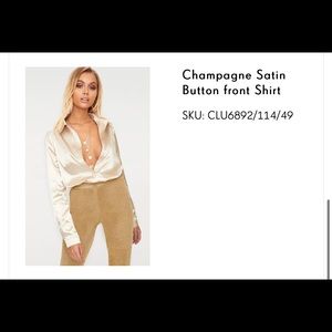 Champagne satin button front shirt
